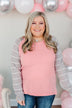 Forever In Love Long Sleeve Top- Pink & Grey