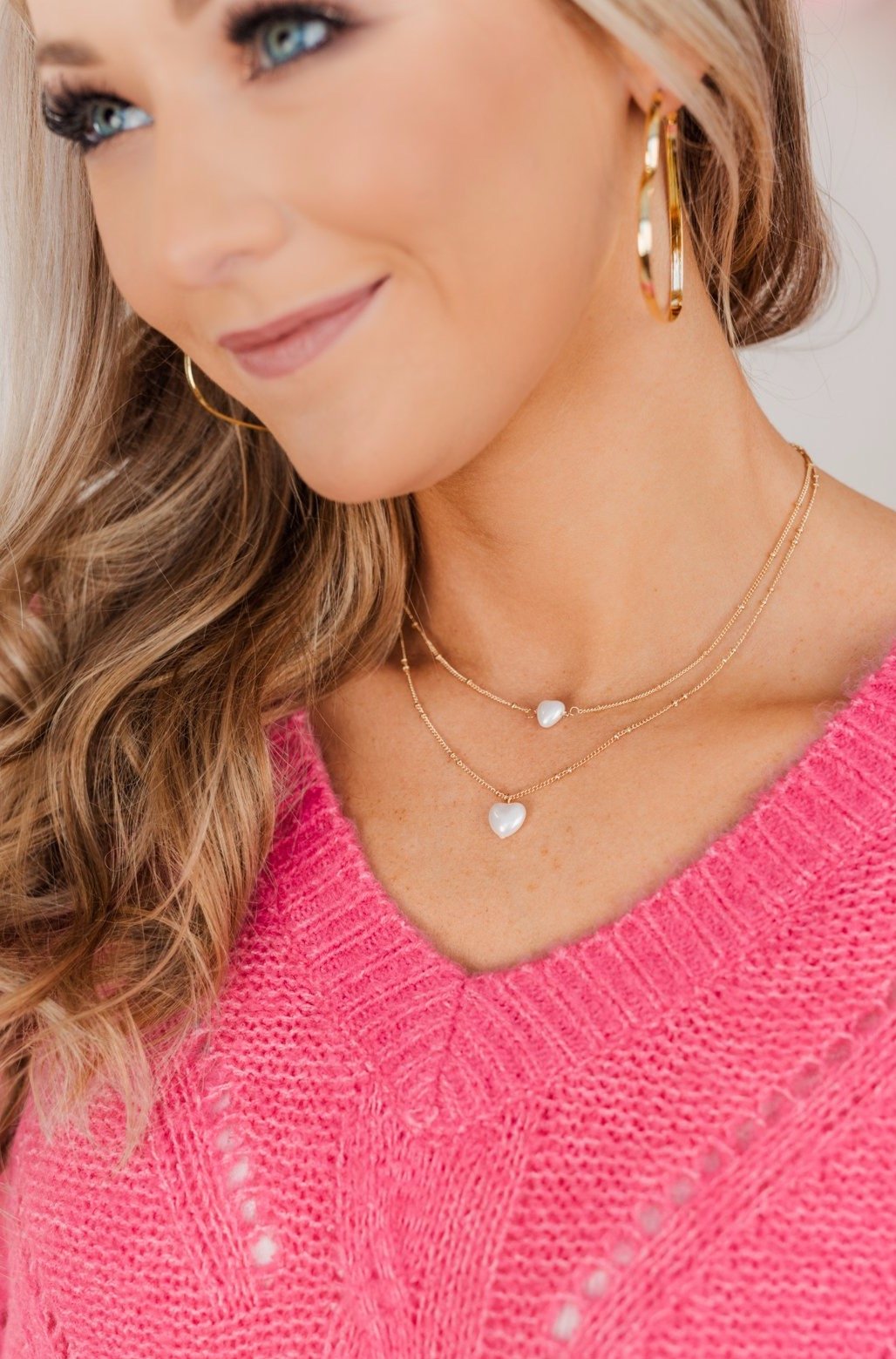 Lovely Heart Hoop Earrings- Gold