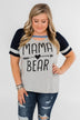 Raglan "Mama Bear" Short Sleeve Top- Heather Grey & Navy