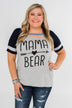 Raglan "Mama Bear" Short Sleeve Top- Heather Grey & Navy