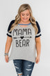 Raglan "Mama Bear" Short Sleeve Top- Heather Grey & Navy