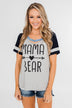 Raglan "Mama Bear" Short Sleeve Top- Heather Grey & Navy