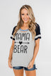 Raglan "Mama Bear" Short Sleeve Top- Heather Grey & Navy