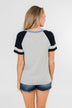 Raglan "Mama Bear" Short Sleeve Top- Heather Grey & Navy