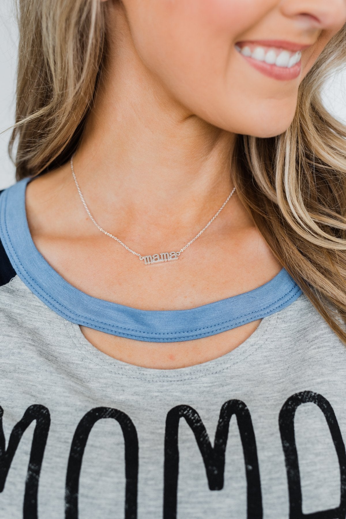 "Mama" Chain Necklace- Silver
