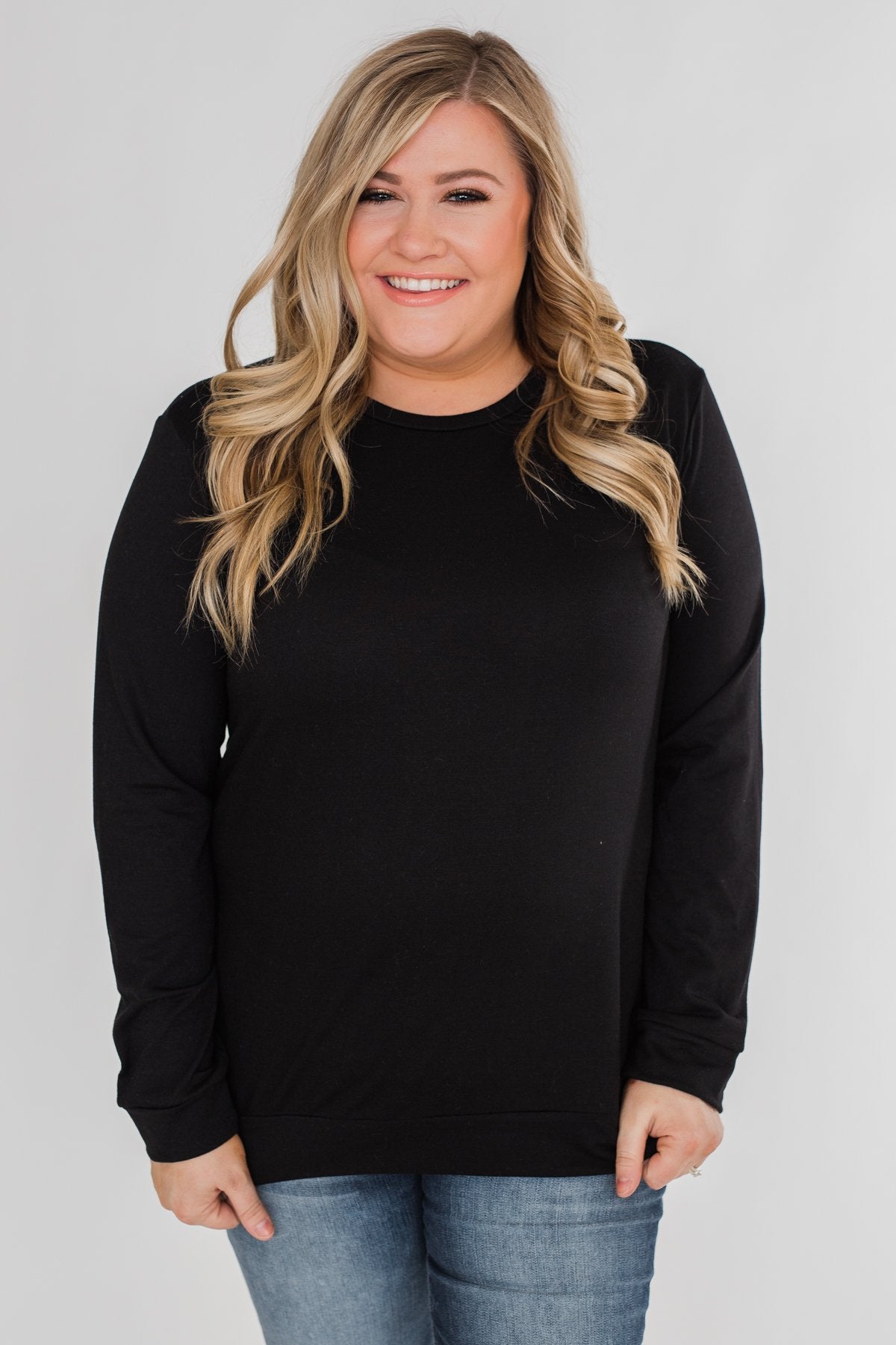 Struck By Love Heart Elbow Patch Top- Black