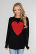 Love Your Life Knitted Heart Sweater - Black