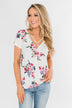 Feeling the Floral Criss-Cross Top- Ivory