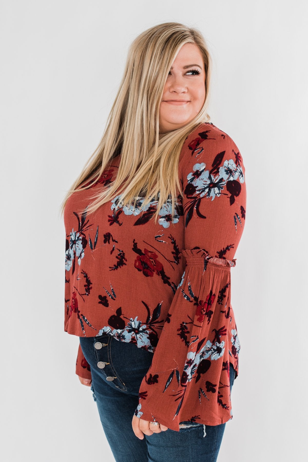 Sweet As Sugar Floral Blouse- Dark Clay