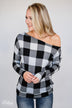 Head Over Heels For You Plaid Top- White & Black