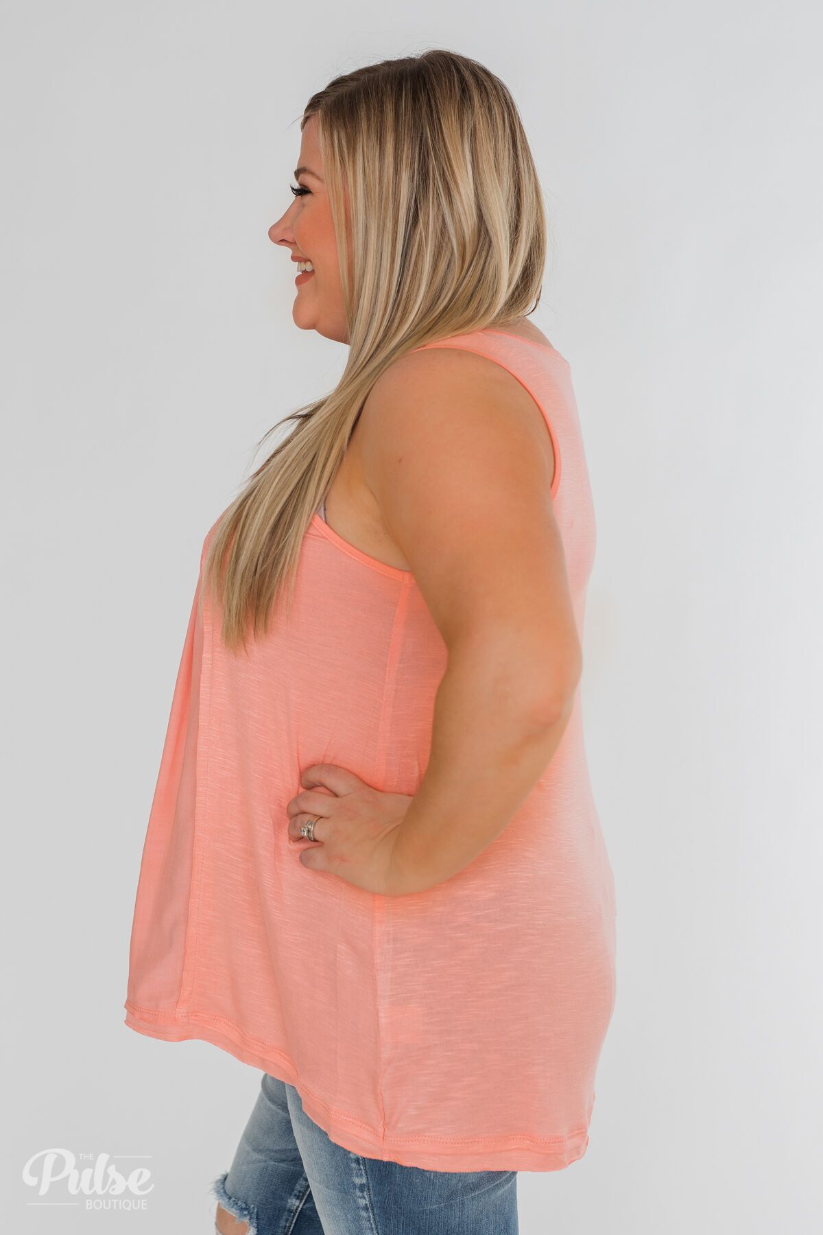 Fill My Days Lace Detailed Tank Top- Soft Coral
