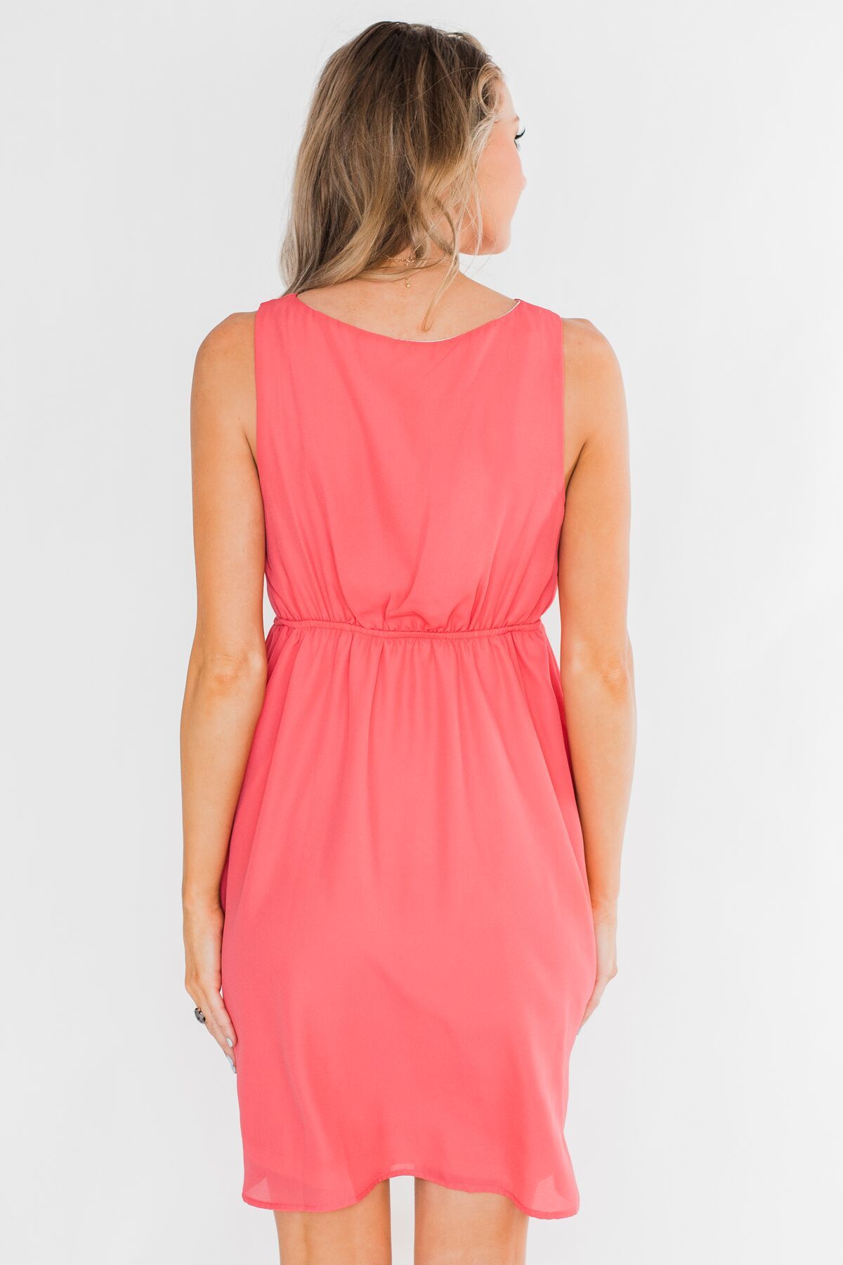 Young Love V-Neck Dress- Coral