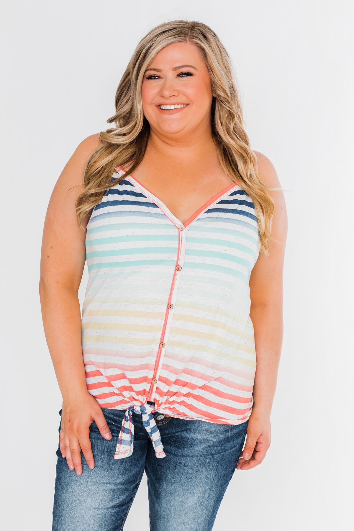 Laughing With You Tie Tank Top- Multi