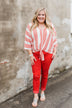 Celebrate the Day Striped Dolman Top- Red & White
