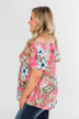 Floral Tropics Off The Shoulder Top- Pink