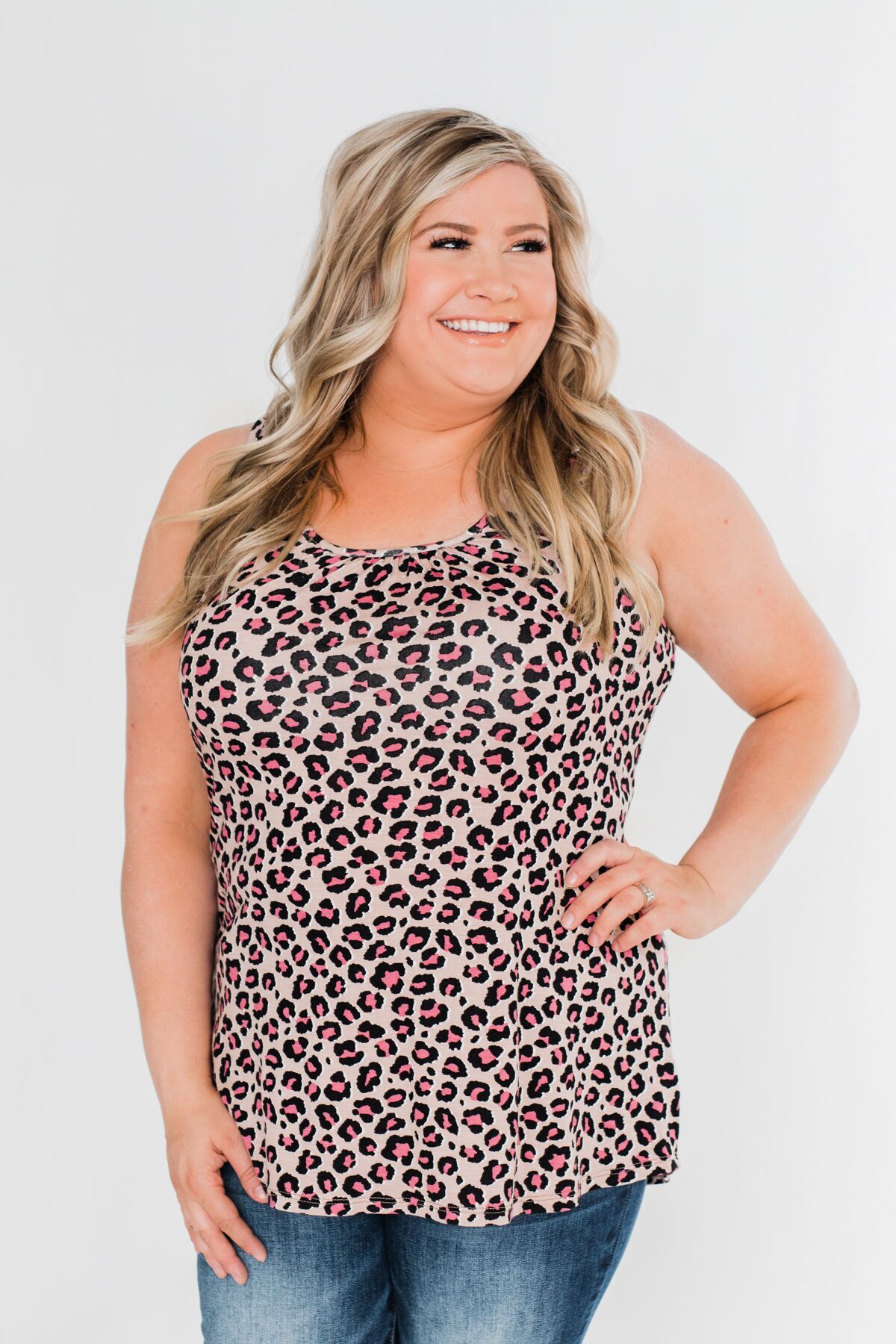 Wild And Free Leopard Tank Top- Mocha & Pink