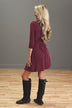 All Buttoned Up Dress - Burgundy
