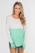 Color Block Thumb Hole Top- Mint