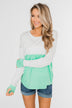 Color Block Thumb Hole Top- Mint