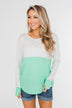 Color Block Thumb Hole Top- Mint