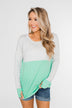 Color Block Thumb Hole Top- Mint