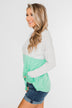 Color Block Thumb Hole Top- Mint