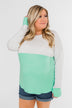 Color Block Thumb Hole Top- Mint