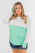 Color Block Thumb Hole Top- Mint