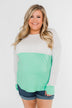 Color Block Thumb Hole Top- Mint