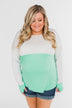 Color Block Thumb Hole Top- Mint