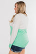 Color Block Thumb Hole Top- Mint