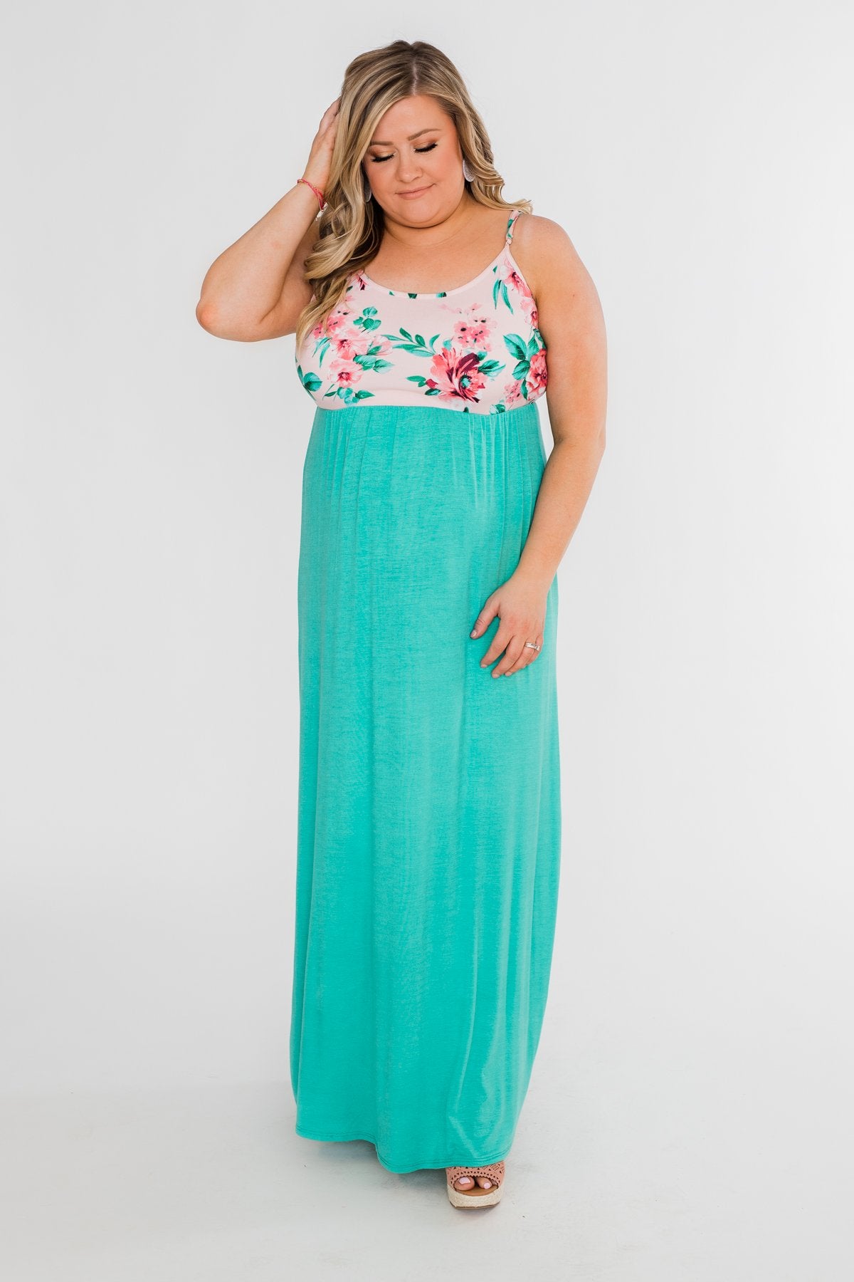 Endless Spring Floral Maxi Dress- Turquoise