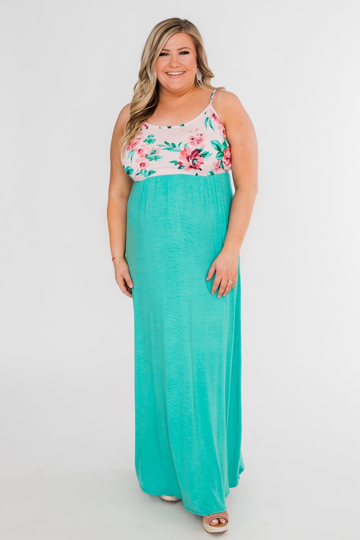 Endless Spring Floral Maxi Dress- Turquoise