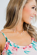Pretty Little Circle Charm Necklace- Pink