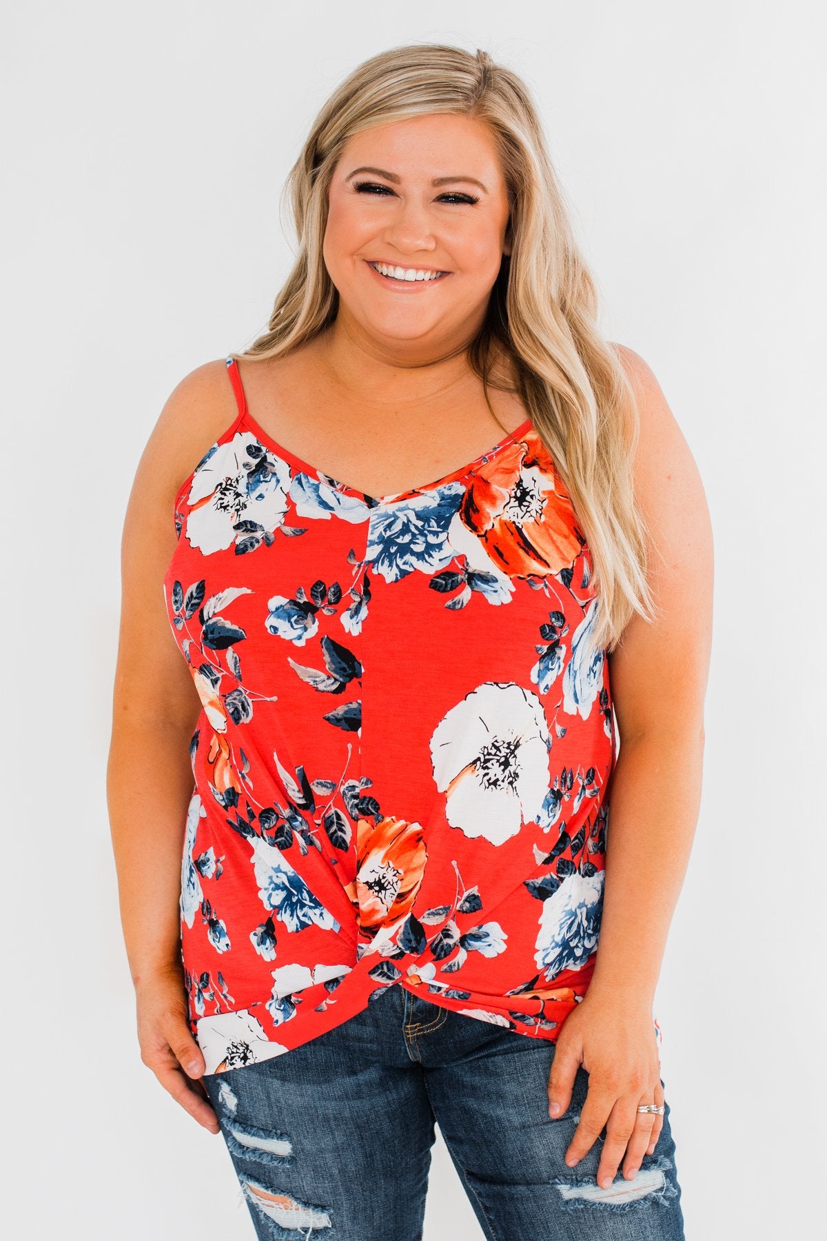 Floral Watercolor Delight -  Deep Red