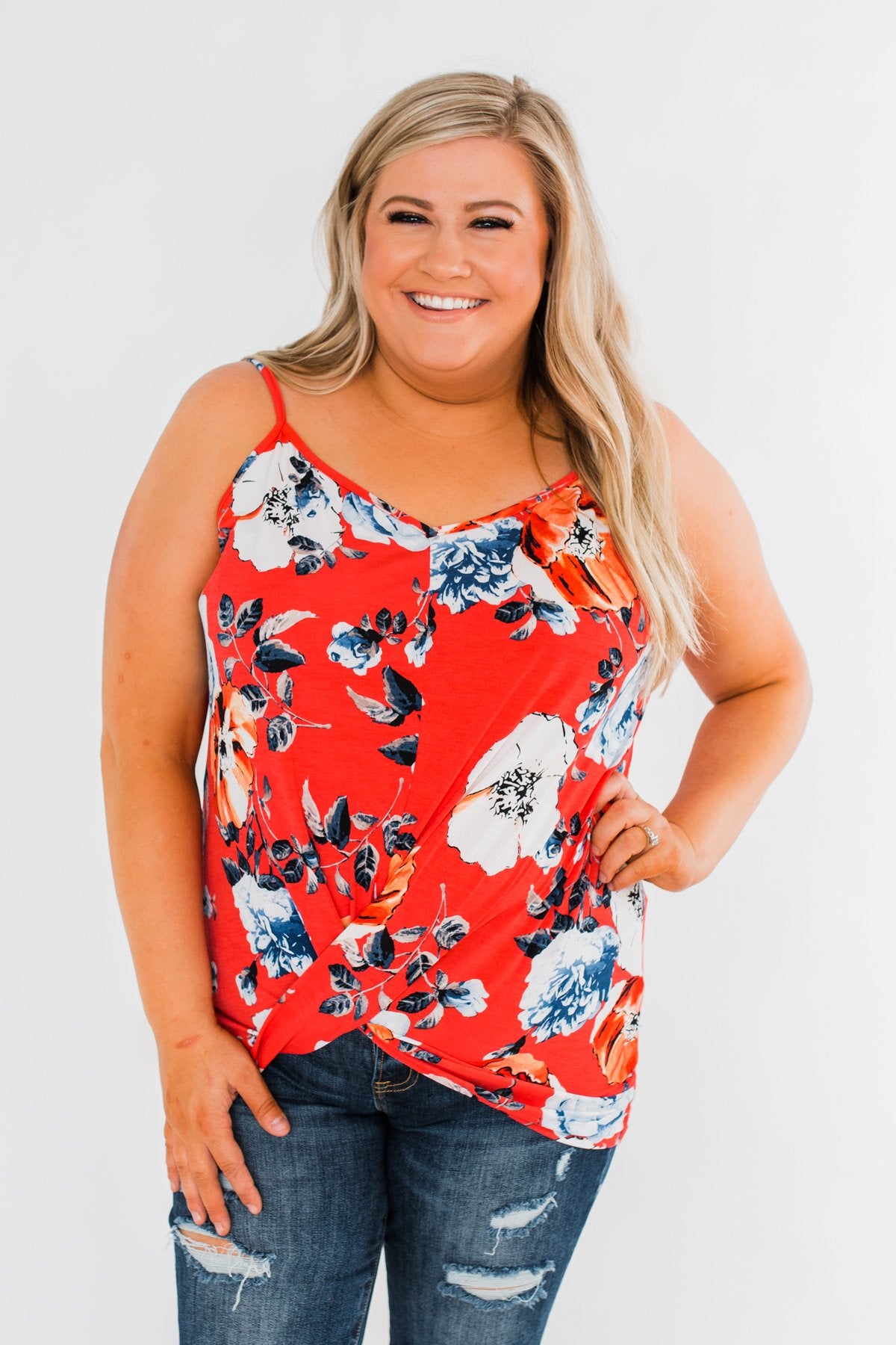 Floral Watercolor Delight -  Deep Red