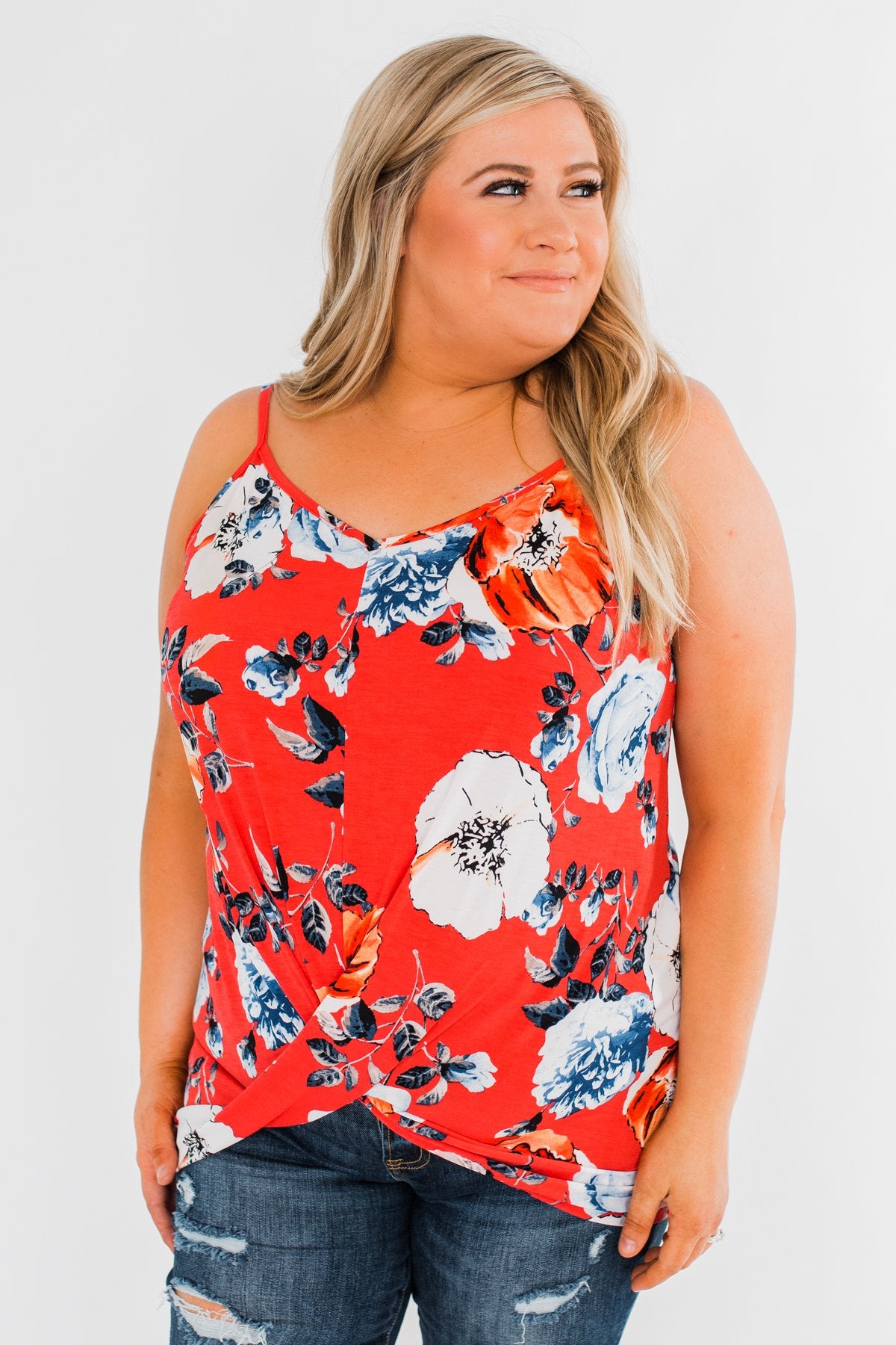 Floral Watercolor Delight -  Deep Red