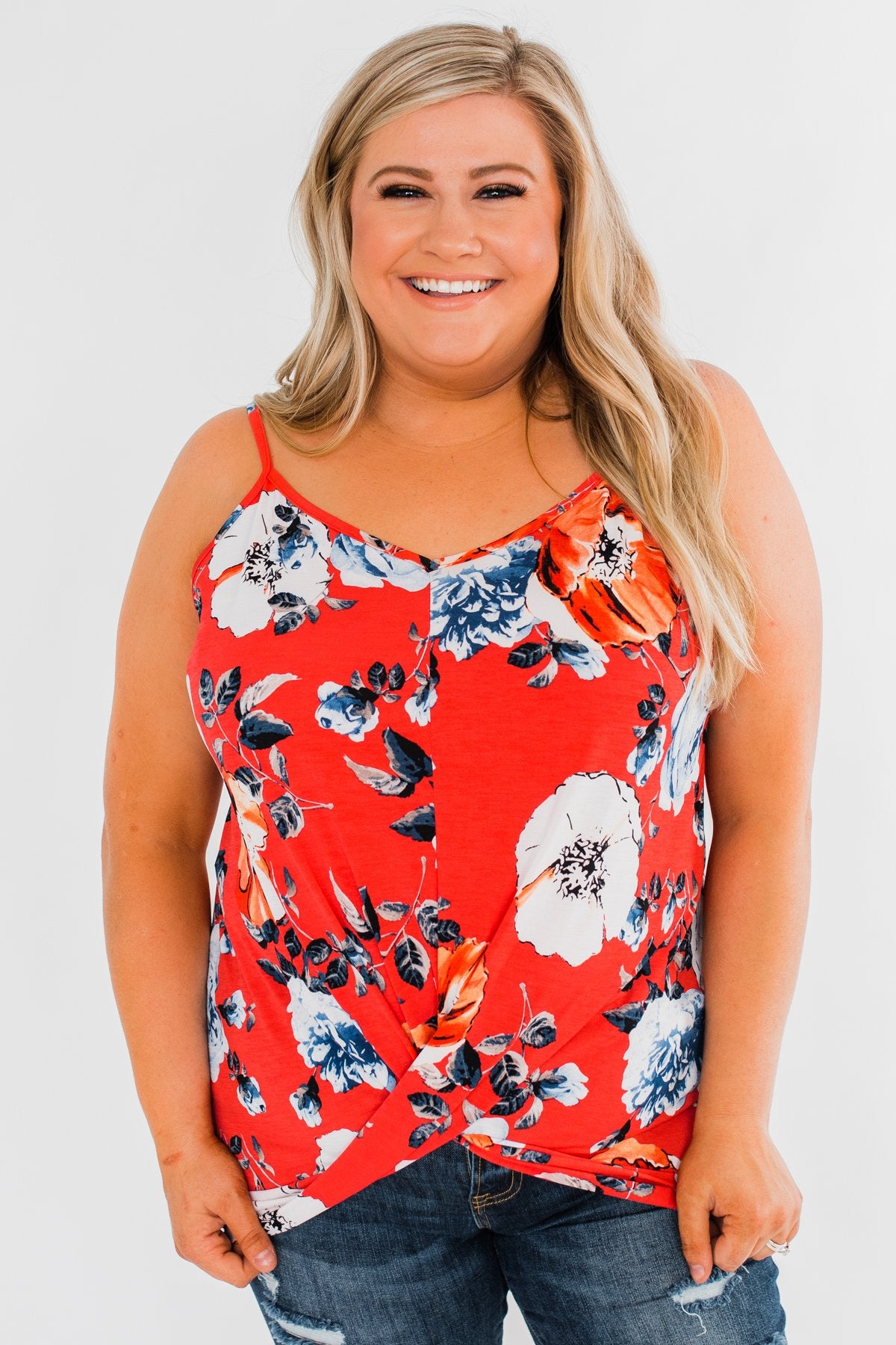 Floral Watercolor Delight -  Deep Red