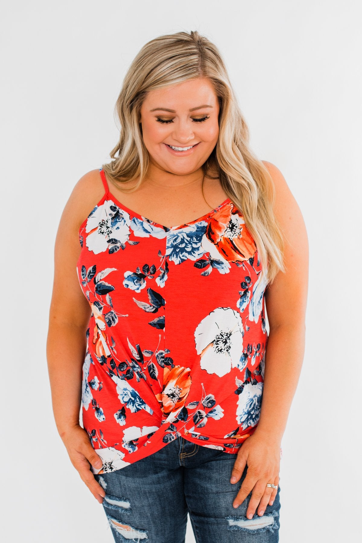 Floral Watercolor Delight -  Deep Red