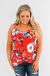 Floral Watercolor Delight -  Deep Red