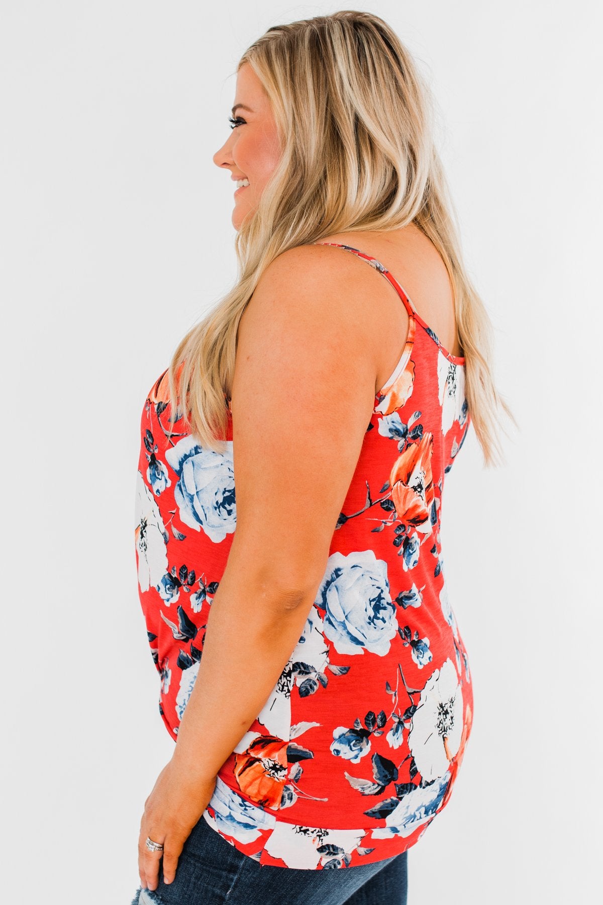 Floral Watercolor Delight -  Deep Red