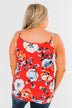 Floral Watercolor Delight -  Deep Red