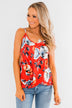 Floral Watercolor Delight -  Deep Red