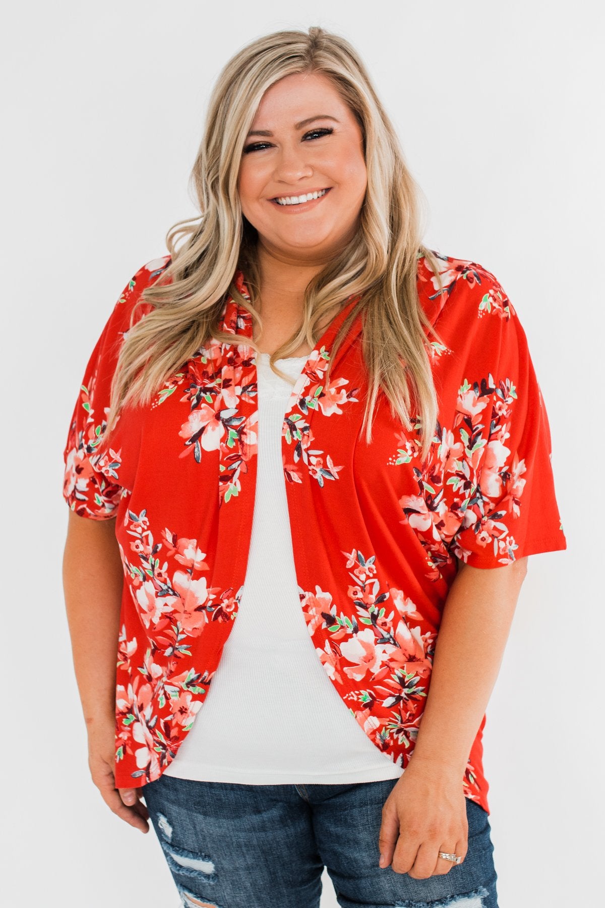 Never Been Better Floral Kimono- Scarlet Red