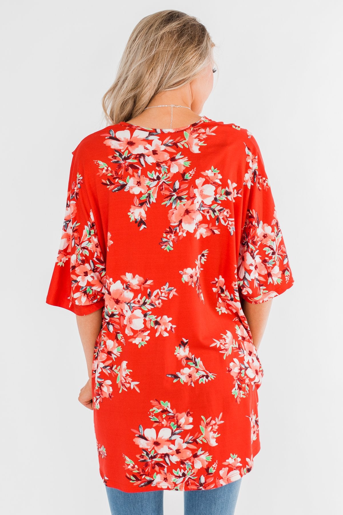 Never Been Better Floral Kimono- Scarlet Red