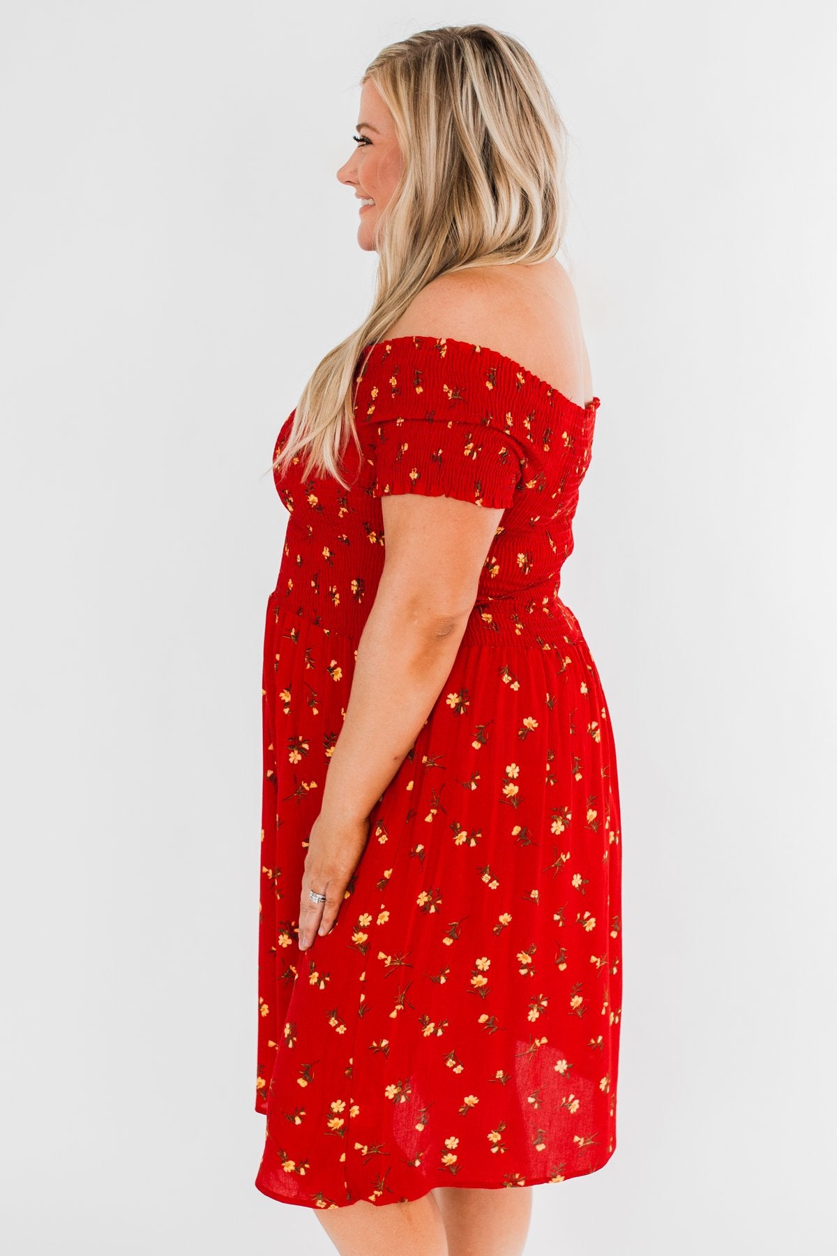 Dancing Through The Flowers Cinched Dress- Red