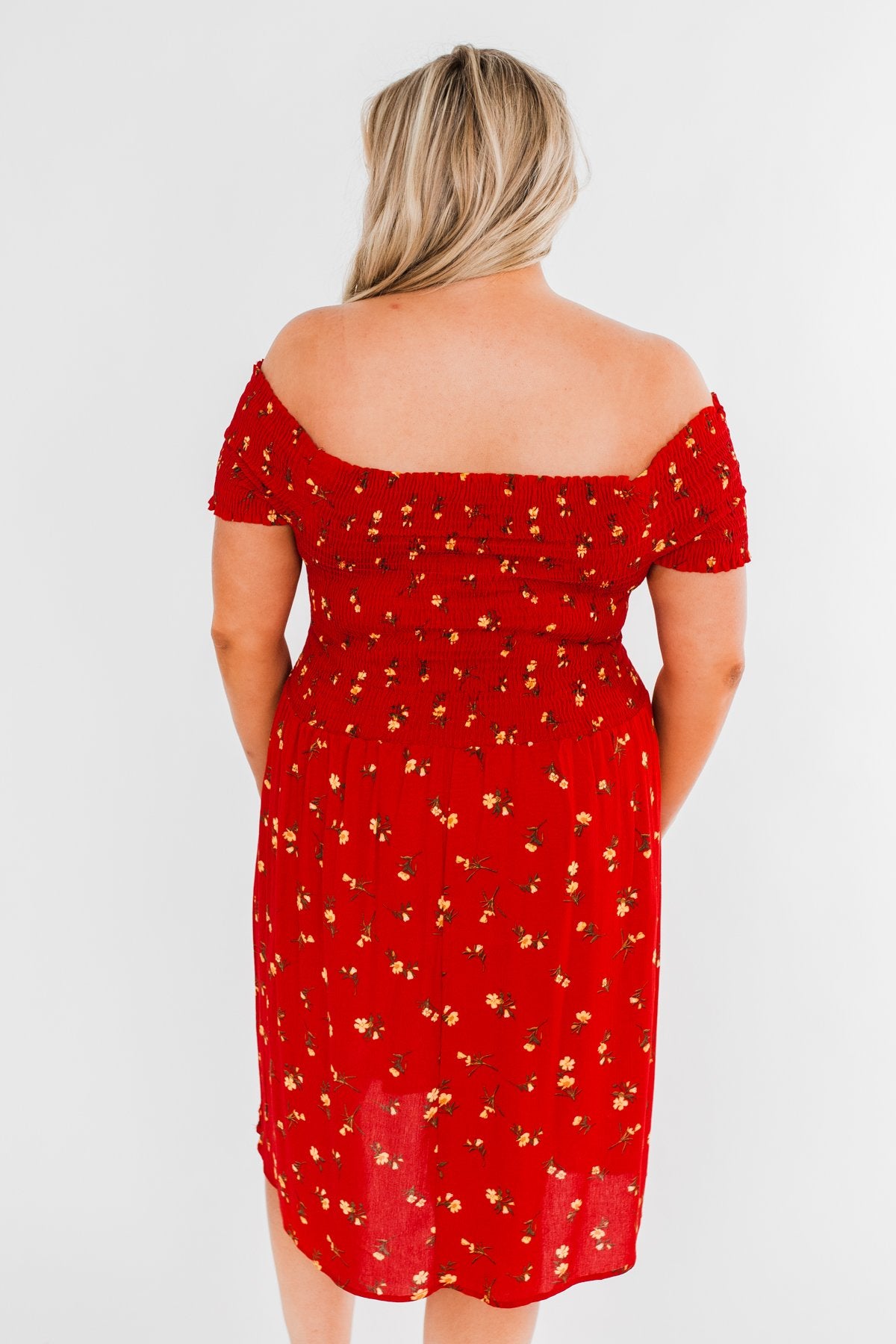 Dancing Through The Flowers Cinched Dress- Red