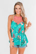 Tropical Crochet Halter Tank Top- Teal