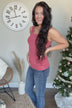 Sweet & Simple Lace Trimmed Tank Top- Marsala