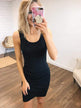 Make It Chic Fitted Dress- Solid Black